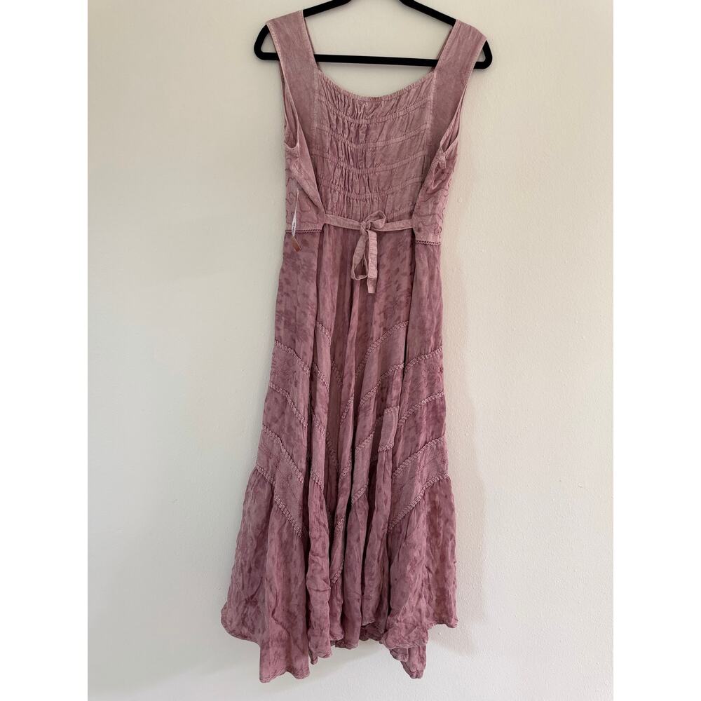 NWT Scully Honey Creek Lace Up Jacquard Midi Dress Mauve Pink Boho Western XL - Picture 4 of 10